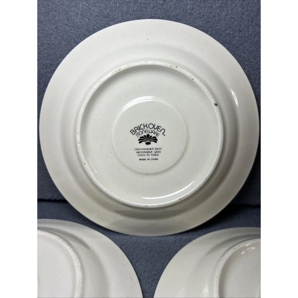 Aunt Rhody Goose Saucers Set of 3 Blue Bow Farmhouse Stoneware‎